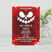 Rode bloedscheurende gezichten van halloween pompo kaart (Staand voorkant)