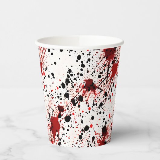 Rode bloedspetter patroon papieren bekers (Links)