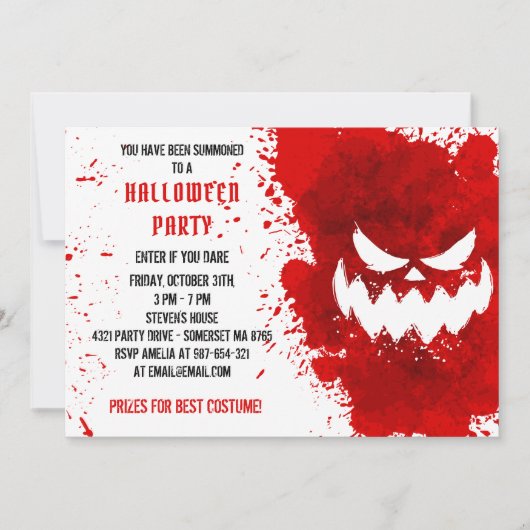 Rode bloedspiegel, Creepy Halloween Kaart (Voorkant)