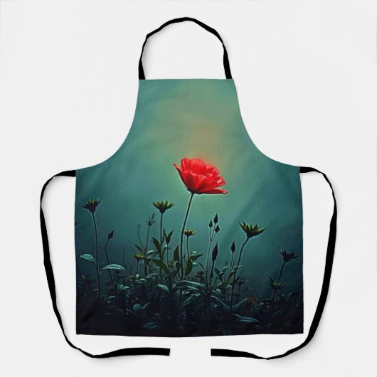 Rode bloei in het donkere nevelontwerp schort (Voorkant)