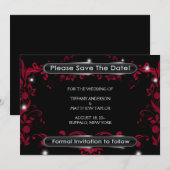 Rode Bloei Zwart Bewaar de Datum Save The Date (Voorkant / Achterkant)
