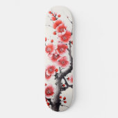 Rode bloeiende bloemen persoonlijk skateboard (Voorkant)