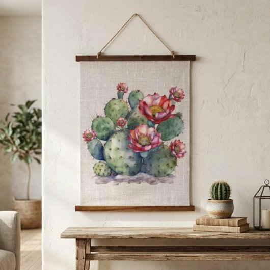 Rode Bloeiende Cactus Hangend Wandkleed