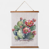 Rode Bloeiende Cactus Hangend Wandkleed (Voorkant)