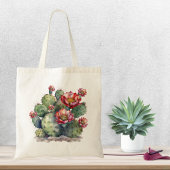 Rode Bloeiende Cactus Tote Bag