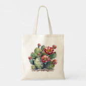 Rode Bloeiende Cactus Tote Bag (Achterkant)