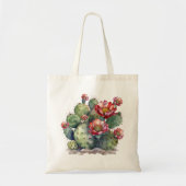 Rode Bloeiende Cactus Tote Bag (Voorkant)