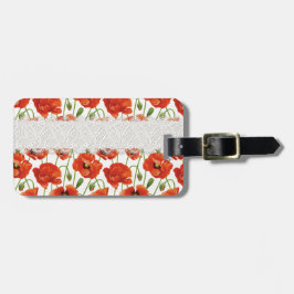 Rode bloeiende papavery bagagelabel