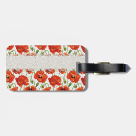 Rode bloeiende papavery bagagelabel