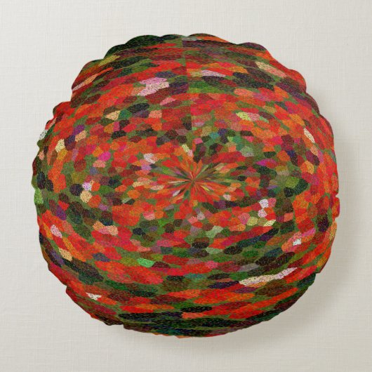 Rode bloem abstract rond kussen (Voorkant)