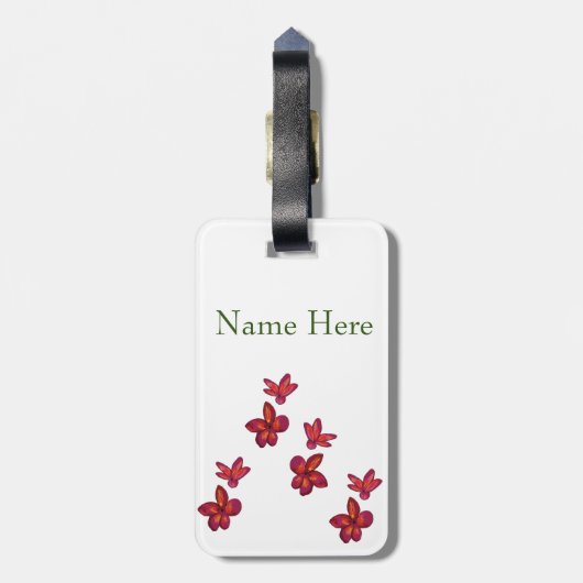 Rode bloem bagagelabel (Achterkant verticaal)