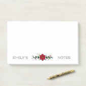 rode bloem bladeren gepersonaliseerde aantekening post-it® notes (Op bureau)