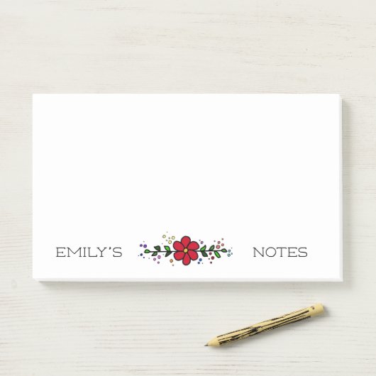  rode bloem bladeren gepersonaliseerde aantekening post-it® notes (Op bureau)