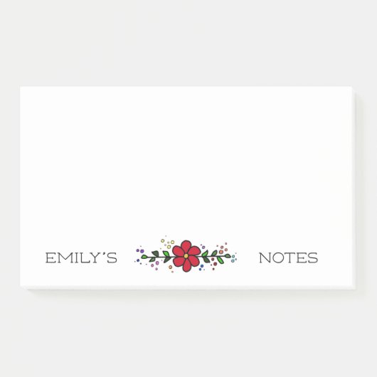 rode bloem bladeren gepersonaliseerde aantekening post-it® notes (Voorkant)