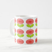 Rode Bloem Bloem Geometrisch Koffiemok (Voorkant links)