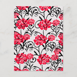 Rode Bloem Bloem Illustratie Patroon Ontwerp Briefkaart