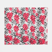 Rode Bloem Bloem Illustratie Patroon Ontwerp Fleece Deken (Voorkant (Horizontaal))