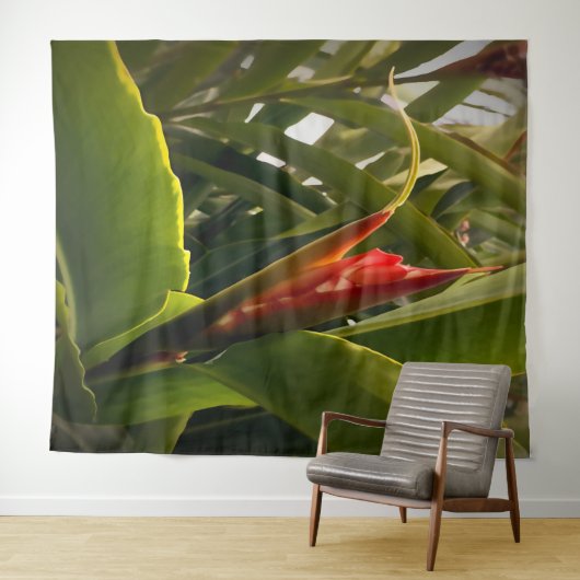 Rode bloem bloem tropische natuur groen plant wandkleed (In Situ (horizontaal))