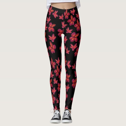 Rode bloem Bloesems Leggings (Voorkant)