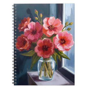 Rode Bloem Boeket Vaas Aquarel Schilderij Notitieboek