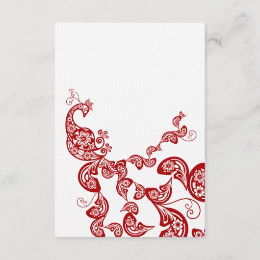 Rode Bloem Boho Pauw Oosterse Chic Aziatische Brui Informatiekaartje (Achterkant)