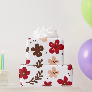 Rode bloem botanisch patroon cadeaupapier