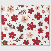 Rode bloem botanisch patroon cadeaupapier (Vlak)