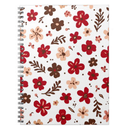 Rode bloem botanisch patroon notitieboek