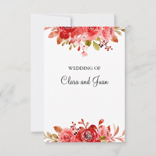 Rode bloem, botanische bloem kaart (Achterkant)