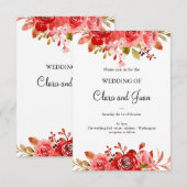 Rode bloem, botanische bloem kaart (Voorkant / Achterkant)