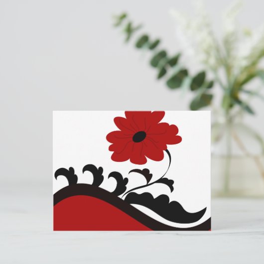 Rode bloem - Briefkaart (Staand voorkant)