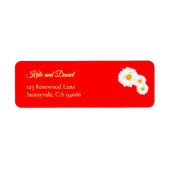 Rode bloem bruiloft retouradres sticker (Voorkant)