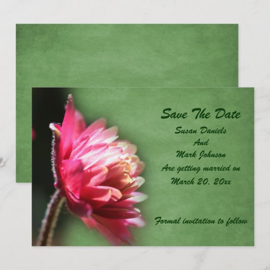 Rode Bloem Bruiloft Save The Date (Voorkant / Achterkant)