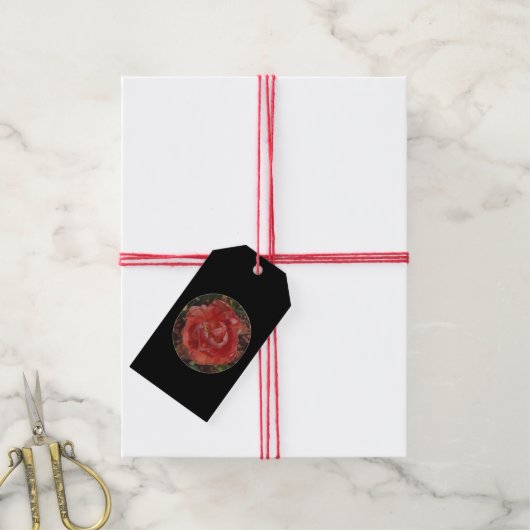 rode bloem cadeaulabel (Met Touw)