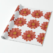 rode bloem cadeaupapier (Uitgerold)