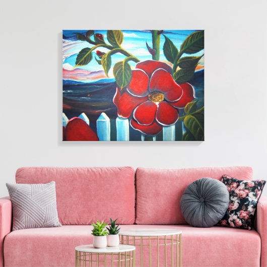 Rode Bloem Camping Canvas Afdruk (Insitu (Woonkamer))