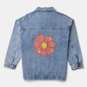 Rode bloem denim jacket (Achterkant)