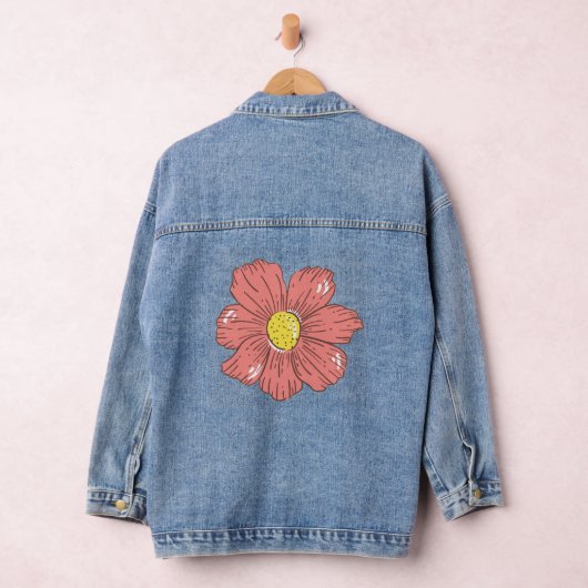 Rode bloem denim jacket (Hangar)