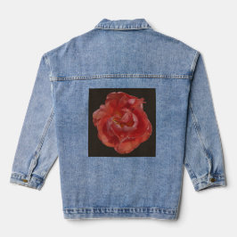 rode bloem denim jacket