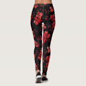 Rode Bloem Donker Patroon Leggings (Achterkant)
