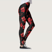 Rode Bloem Donker Patroon Leggings (Rechts)