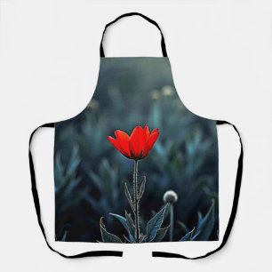 Rode Bloem Donkere Nacht Eenzaamheid Kunst Schort