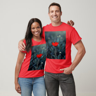 Rode Bloem Donkere Nacht Eenzaamheid Kunst T-shirt