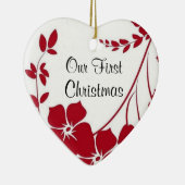 rode bloem Eerste kerstversiering Keramisch Ornament (Rechts)