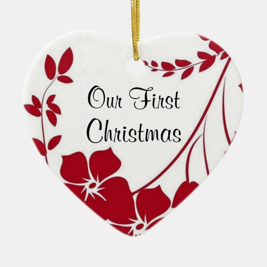 rode bloem Eerste kerstversiering Keramisch Ornament (Voorkant)