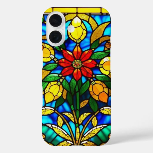 Rode Bloem Elegante Glas-in-Lood Kunst Case-Mate iPhone Case (Achterkant)
