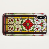 Rode Bloem Elegante Glas-in-Lood Kunst Case-Mate iPhone Case (Achterkant (horizontaal))