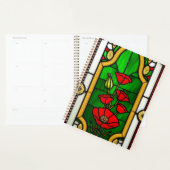 Rode Bloem Elegante Glas-in-Lood Kunst Planner (Display)