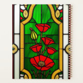 Rode Bloem Elegante Glas-in-Lood Kunst Planner (Achterkant)
