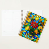 Rode Bloem Elegante Glas-in-Lood Kunst Planner (Display)